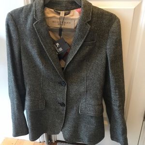 NWT Burberry Brit Tweed Leather Blazer- 2